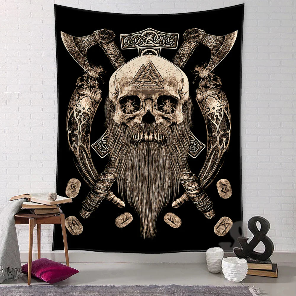 Viking Raven Tapestry Wall Hanging for Boho Home Decor by Decobites