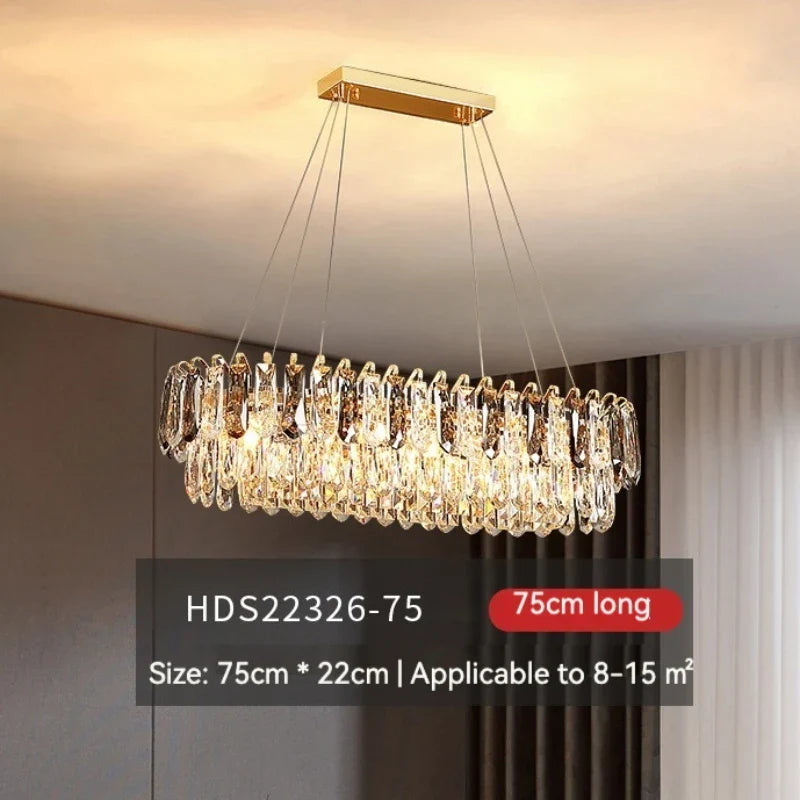 DecorBites™ Gold Crystal Chandelier: Luxury Lighting for Dining Living Bedroom Kitchen Island