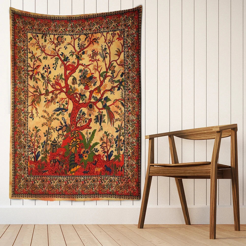 Mystical Leaf Tree Tapestry Abstract Witchcraft Wall Hanging for Aesthetic Room Decor by Decobites