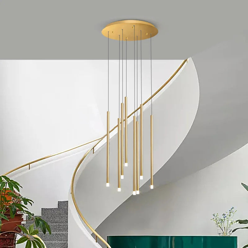 DecorBites™ LED Chandelier: Modern Minimalist Gold Black Wire Adjustable Light Fixture for Dining Room