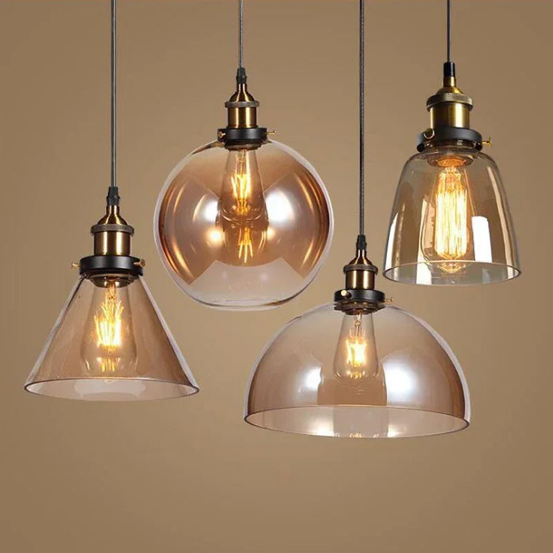 Decorbites™ Bernsteinfarbenes Vintage-Glas-Pendant-Licht für elegante Esszimmer-Dekoration