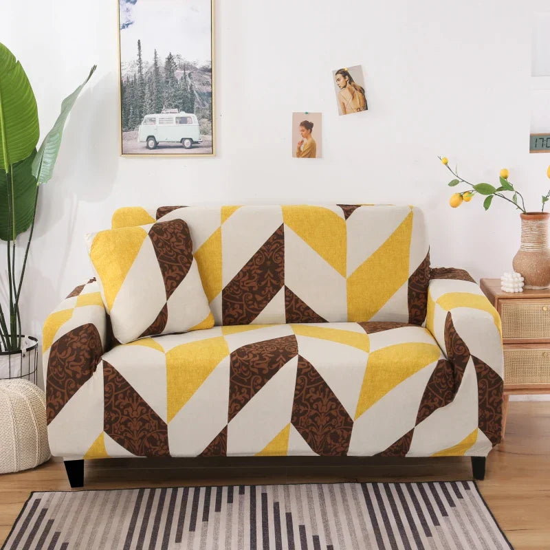 Decobites Printed Stretch Sofa Cover Slipcover for 3 Seater Couch Home Protector