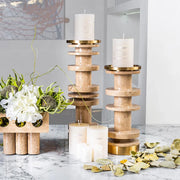 Brown Travertine Candle Holder