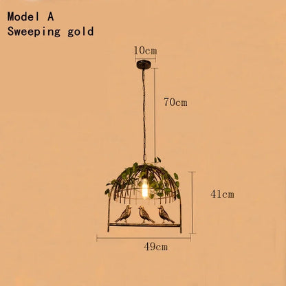 DecorBites™ Green Leaf Bird Cage Chandelier for Dining Table and Garden Decor