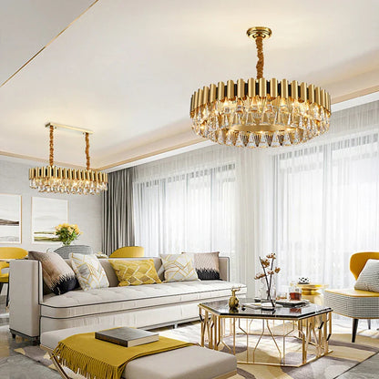 DecorBites™ Gold Crystal Chandelier Lights LED Nordic Classic Living Room Lamparas