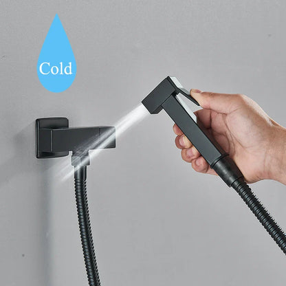 DecorBites™ Black Brass Bidet Faucet: Single Cold Water Tap, Handheld Sprayer Gun, Hygienic Shower Cleaner