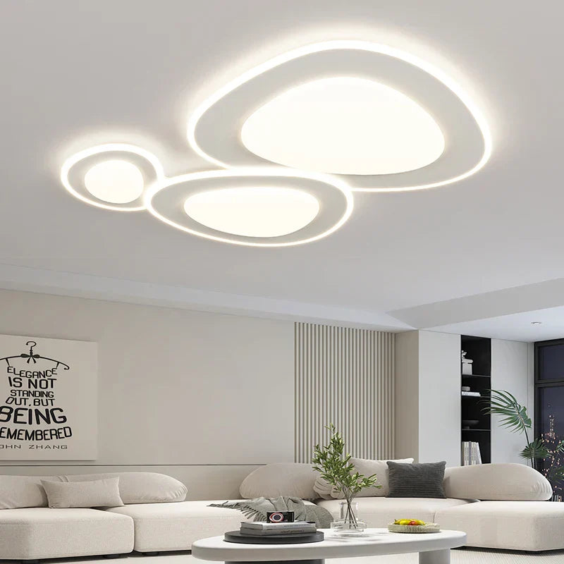 White Minimalist LED Chandelier C W110cm Design