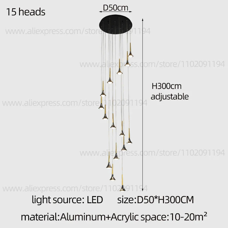 Lámpara de araña contemporánea DecorBites™ con diseño de cuerno: Iluminación colgante de techo para restaurantes y salas de estar