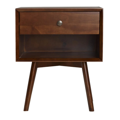 Hallvard - Mid Century Modern Nightstand Walnut Solid Wood Nightstand Small Bedside Table