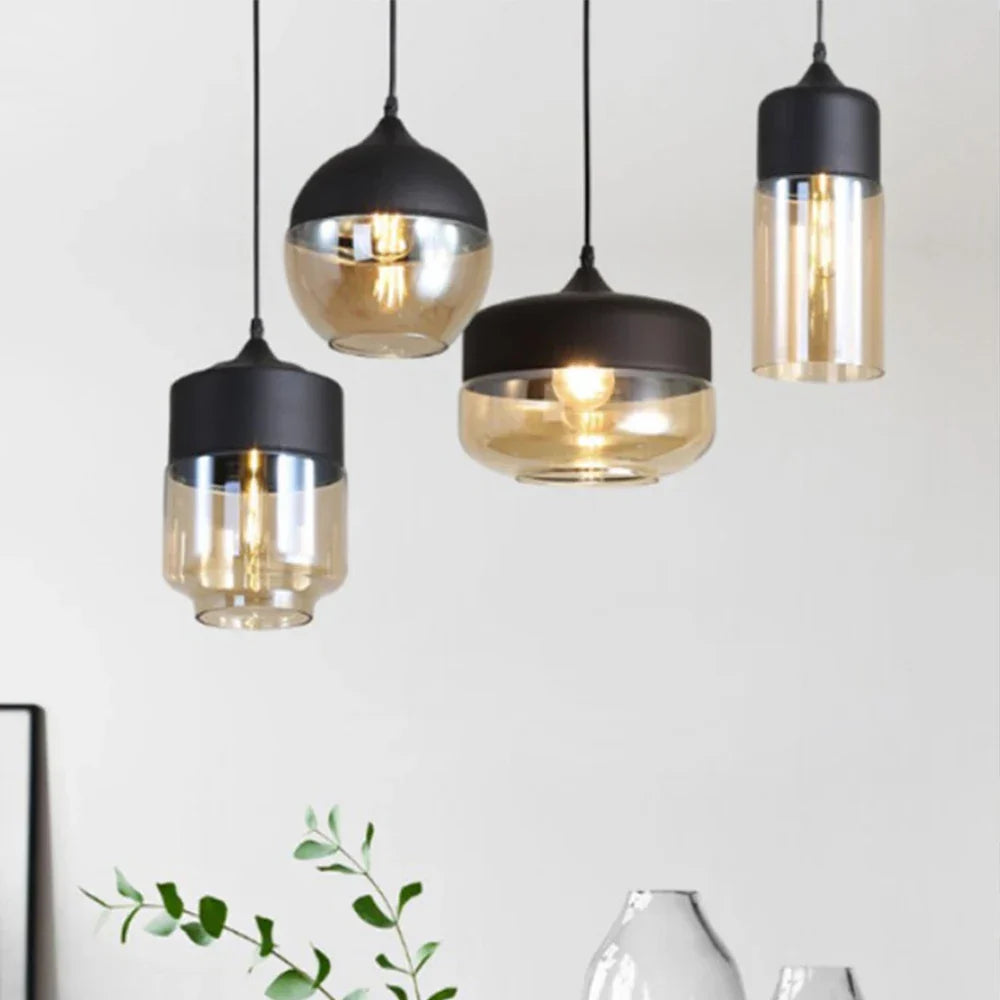 DecorBites™ Glass Shade Pendant Light, Industrial Kitchen Restaurant Decor Lighting