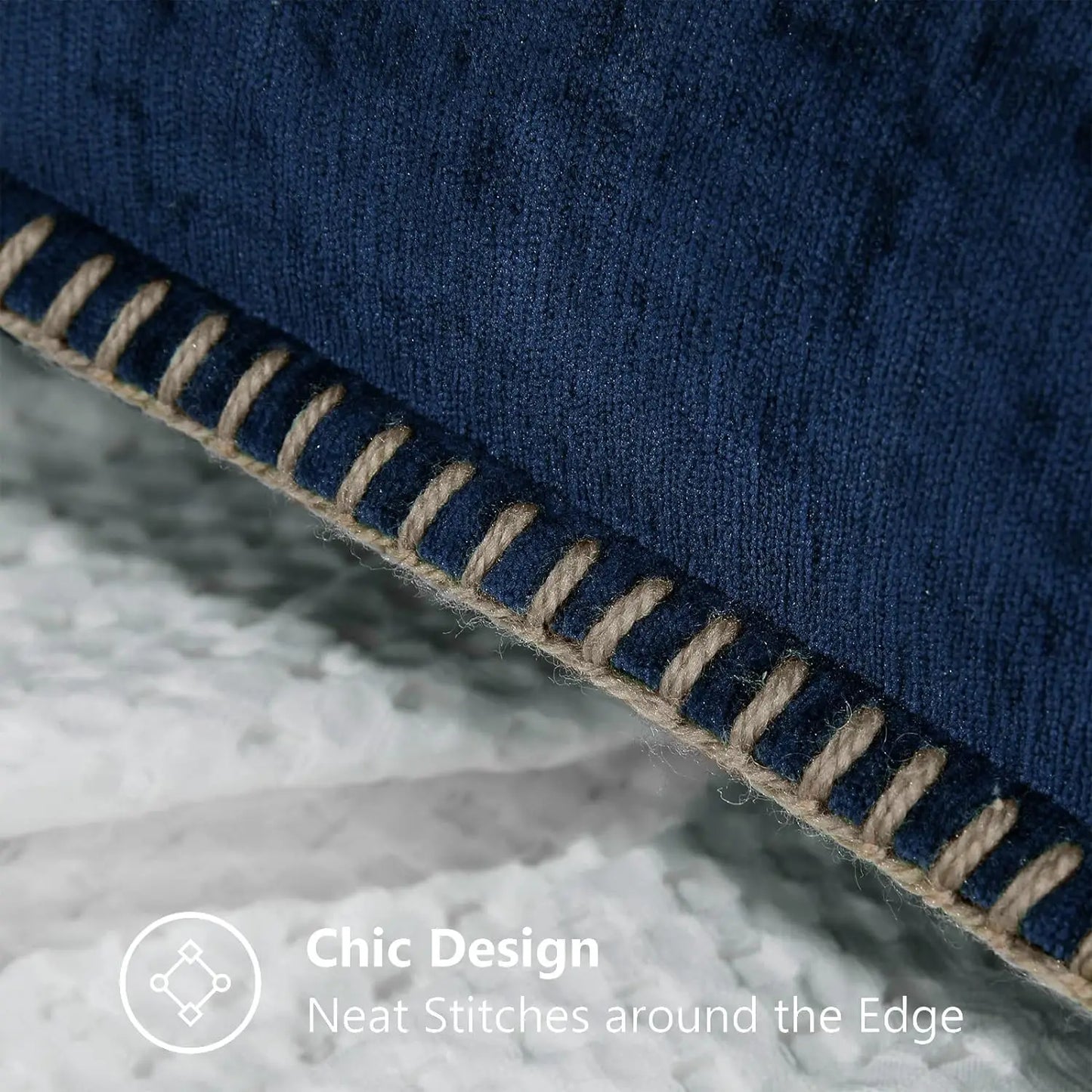 أغطية وسائد DecorBites™‎ زرقاء من قماش الشنيل، مقاس 18×18، غطاء وسادة فاخر للديكور المنزلي