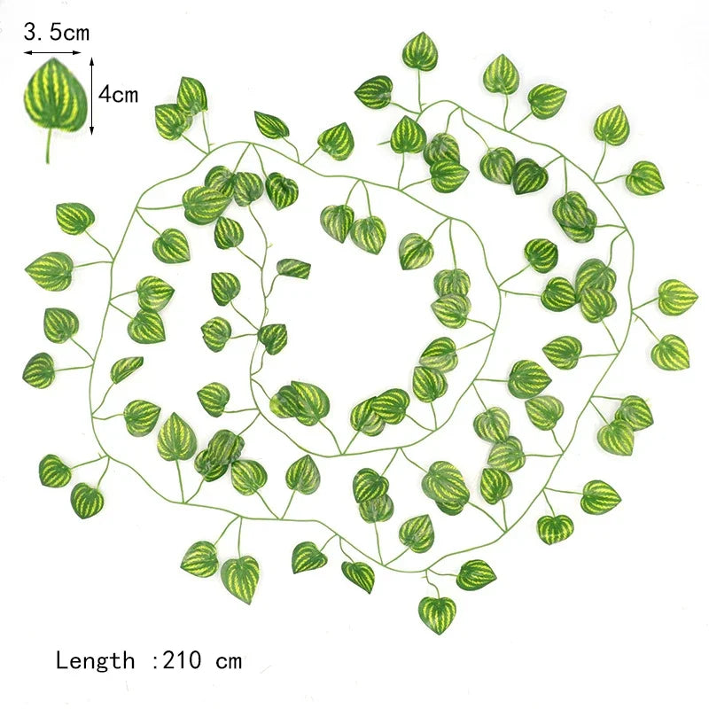 ديكور بايتس™ 12 قطعة من نباتات اللبلاب الأخضر الاصطناعية بطول 2.2 متر لتزيين الحائط