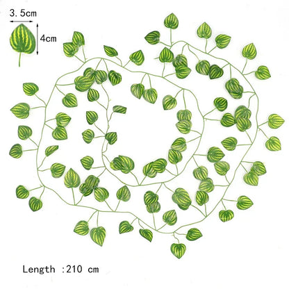 ديكور بايتس™ 12 قطعة من نباتات اللبلاب الأخضر الاصطناعية بطول 2.2 متر لتزيين الحائط