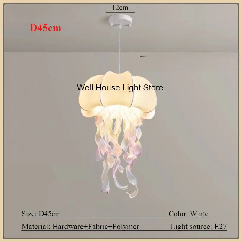DecorBites™ Jellyfish Silk Chandelier: Romantic Pendant Light for Living Room Bedroom Dining Room