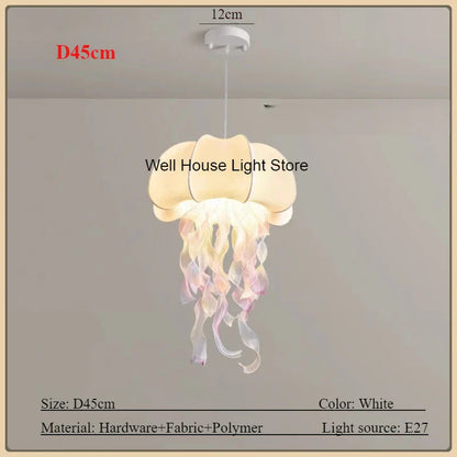 DecorBites™ Jellyfish Silk Chandelier: Romantic Pendant Light for Living Room Bedroom Dining Room