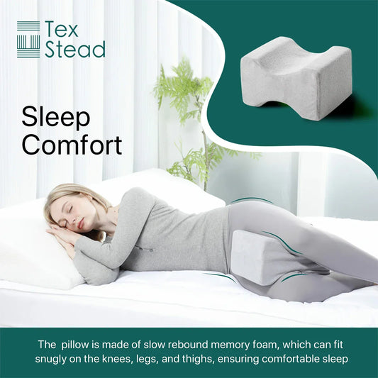 Decobites Memory Foam Knee Pillow for Side Sleepers, Spine Alignment & Leg Blood Circulation.