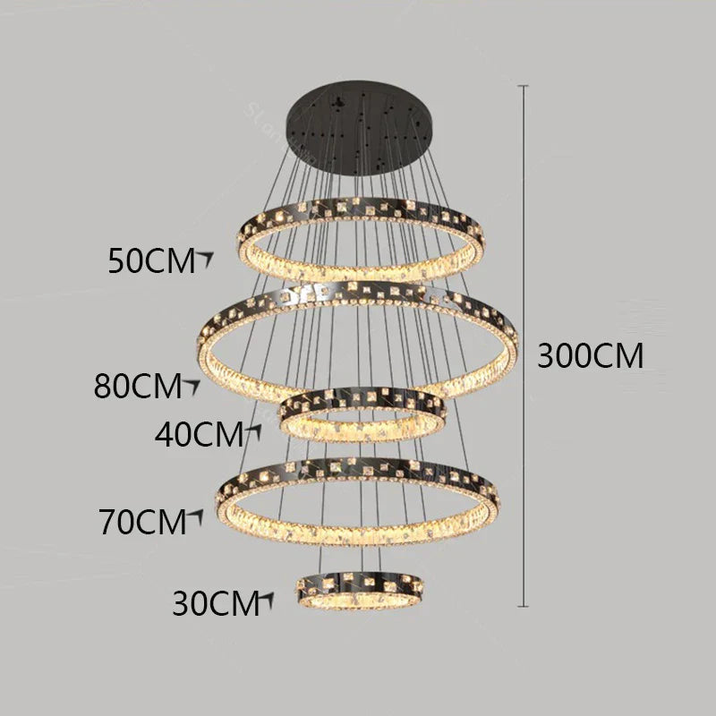 DecorBites™ Crystal Chandelier Stair Pendant Lamp Living Room Pendant Lights Interior Lighting