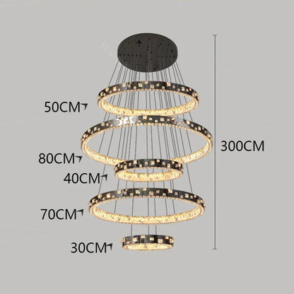 DecorBites™ Crystal Chandelier Stair Pendant Lamp Living Room Pendant Lights Interior Lighting