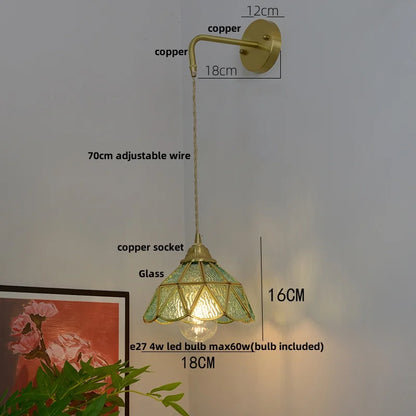 Decorbites™ Glas Messing LED Wandarmleuchte mit Zugschalter Vintage Waschtischleuchte