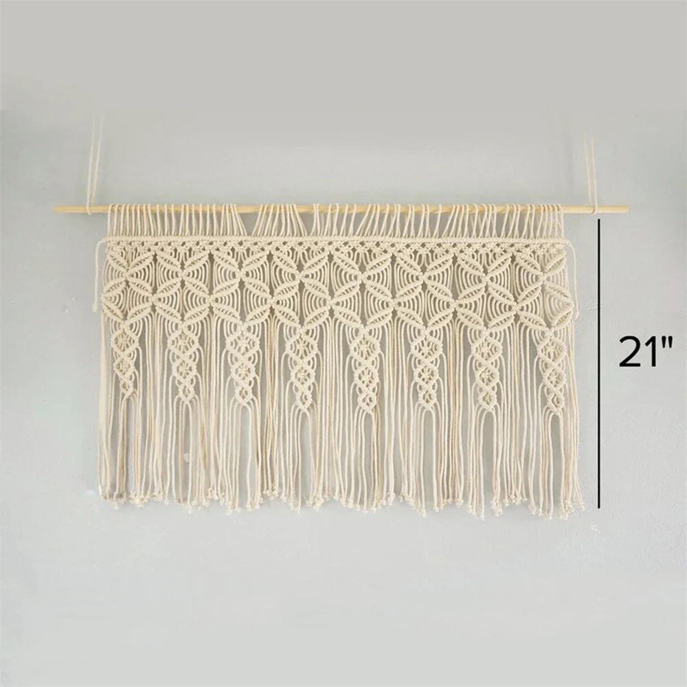 Decobites Macrema Cotton Rope Tassel Curtain Tapestry for Bohemian Room Decor