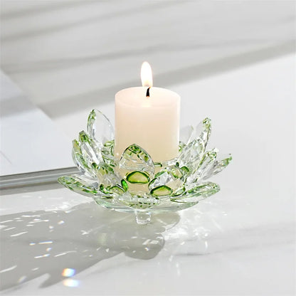 DecorBites™ Crystal Lotus Candle Holder Aromatherapy Base Candelabros
