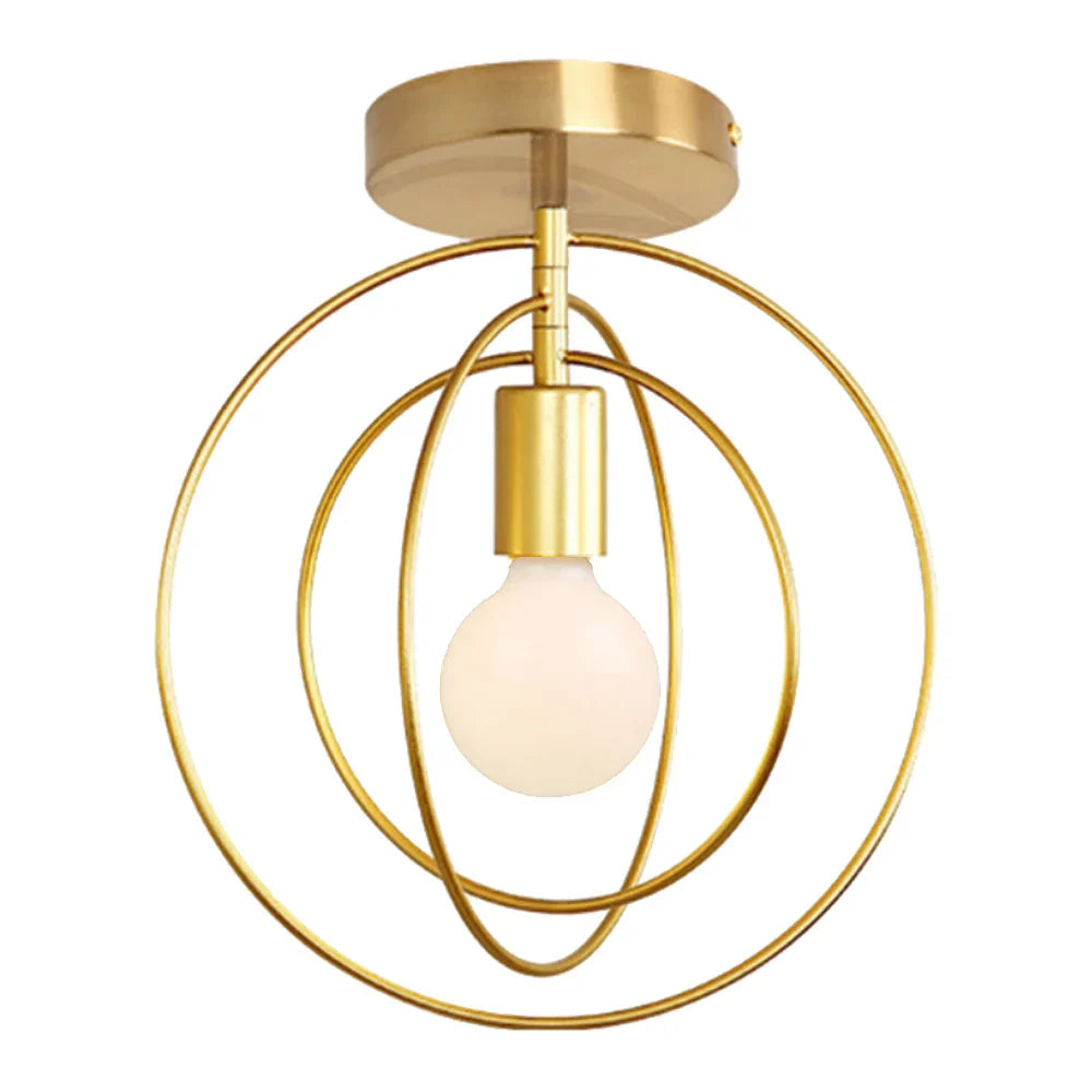 Decorbites™ Lámpara de Techo de Jaula de Hierro Dorado Moderna Decoración Nórdica Retro para Loft E27