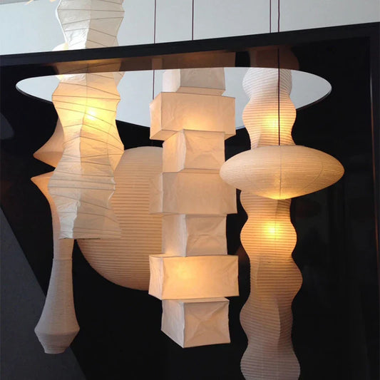 "Afralia™ Akari Rice Paper Pendant Lamp for Living Room Bedroom, LED Hanging Light"