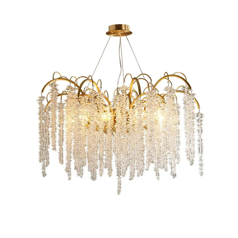 DecorBites™ Gold Glass LED Crystal Chandeliers for Luxe Dining Room Decor