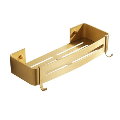 DecorBites™ Brushed Gold Aluminum Corner Shower Shelf with Soap Dish