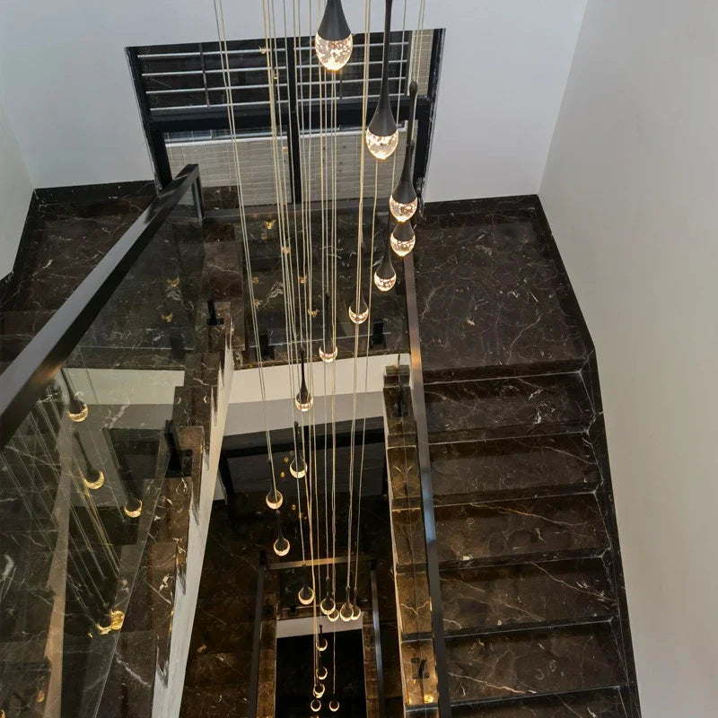 Lámpara de araña DecorBites™ Crystal Bubble para sala de estar, comedor y dormitorio - Diseño moderno para huecos de escalera