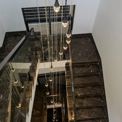 Lámpara de araña DecorBites™ Crystal Bubble para sala de estar, comedor y dormitorio - Diseño moderno para huecos de escalera