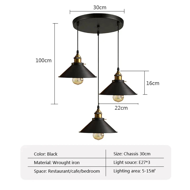 DecorBites™ Industrial Ceiling Chandelier for Kitchen Bedroom Restaurant Home, Black/White, 3 Heads