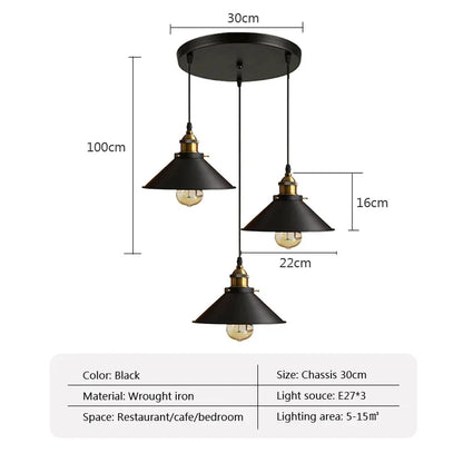 DecorBites™ Industrial Ceiling Chandelier for Kitchen Bedroom Restaurant Home, Black/White, 3 Heads