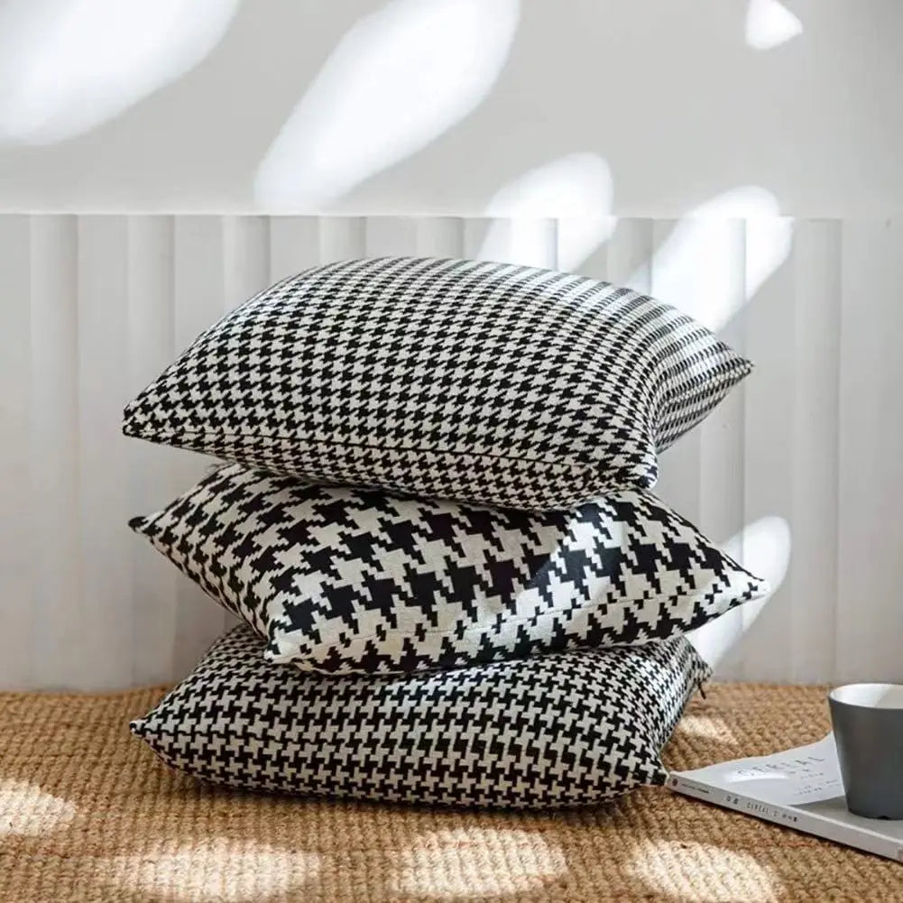 DecorBites™ Houndstooth Plaid Pillow Cover - Nordic Style for Home, Bedroom, Sofa deco