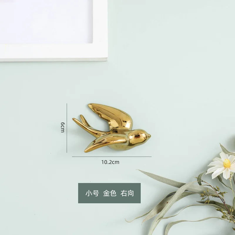 DecorBites™ Golden Bird Swallow Sculpture Wall Decor Three-dimensional Handicrafts