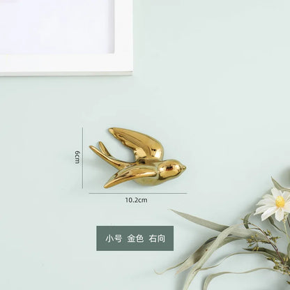 DecorBites™ Golden Bird Swallow Sculpture Wall Decor Three-dimensional Handicrafts