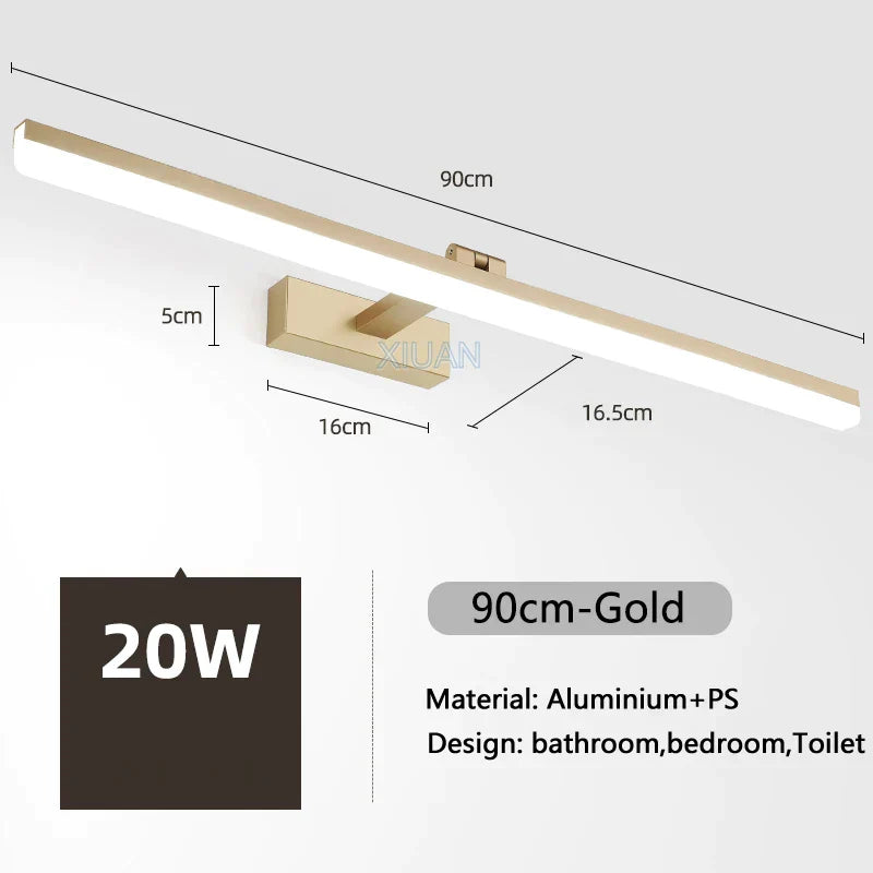 DecorBites™ LED Bathroom Vanity Light Gold Silver Black 40-90cm 220V
