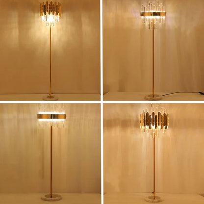 Lámpara de pie DecorBites™ Crystal Gold para dormitorio y sala de estar - Luz LED moderna de lujo