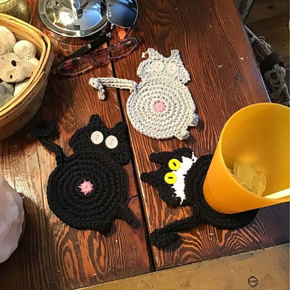 DecorBites™ Cat Butt Coasters: Handmade Funny Kitties Cup Mat - Set of 4