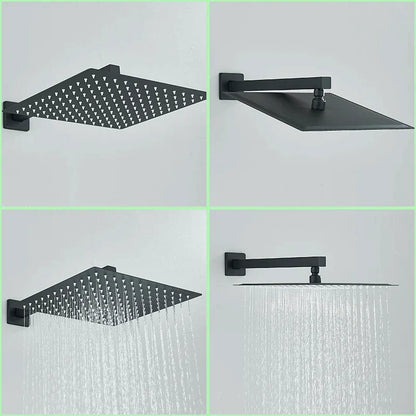 DecorBites™ Black Rainfall Shower Faucets with Slider Bar and Embedded Mixer