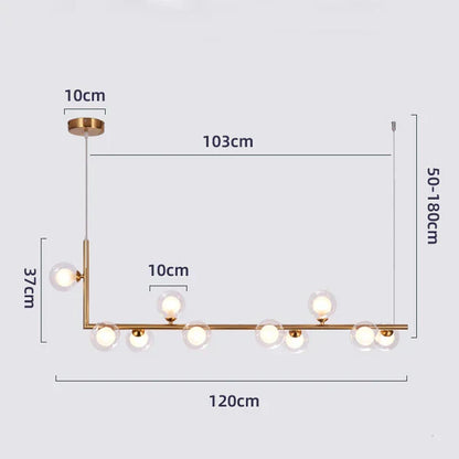 DecorBites™ Glass Black Chandelier Pendant Lamp Nordic Modern Living Room Light