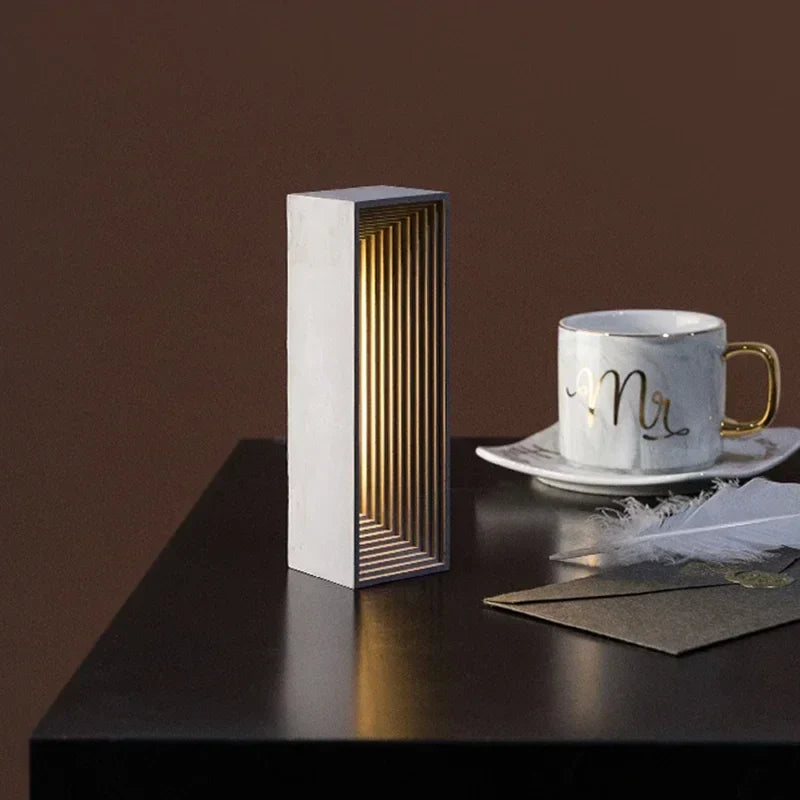 DecorBites™ Concrete Stone Table Lamp Touch Dimming LED Desk Light