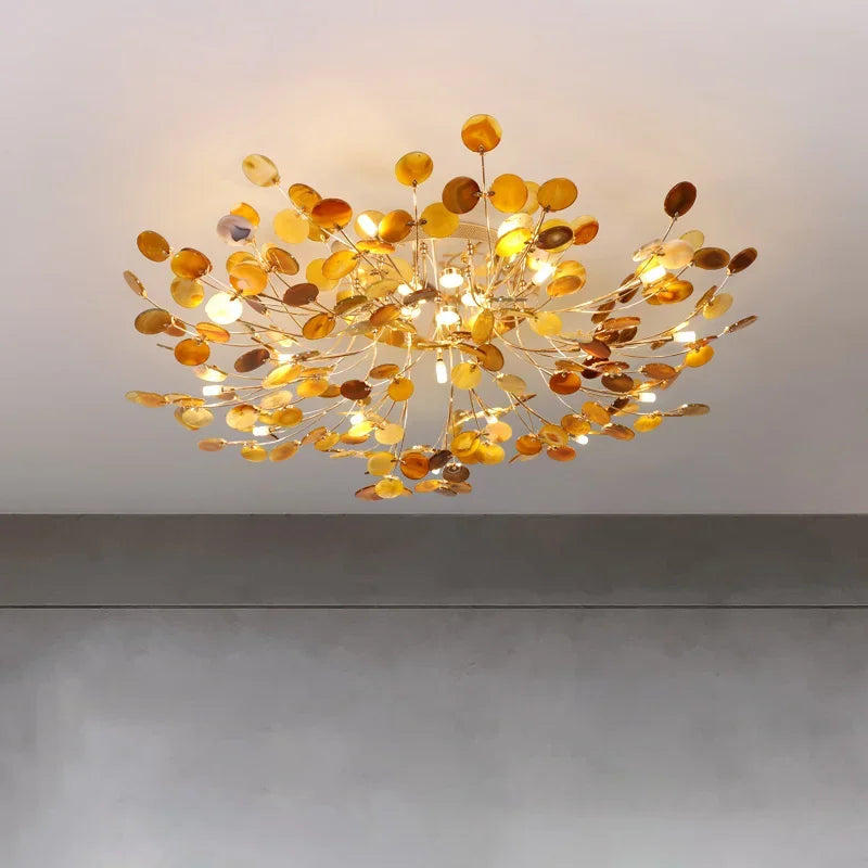 DecorBites™ Leaf Agate Ceiling Lamp: Modern Nordic Jade Design for Living Room, Restaurant, Bedroom