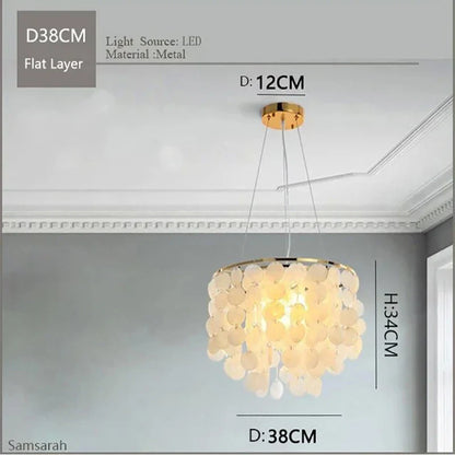 DecorBites™ Gold Chrome Metal Shell Chandelier for Restaurant Living Room Hotel Hall