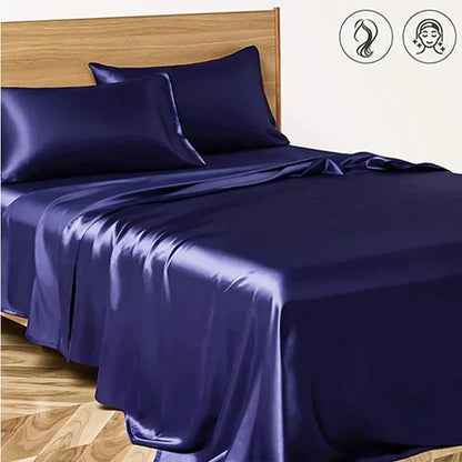 Decobites Satin Fabric Luxury Bed Sheet Set - Solid Silky King / Queen Size