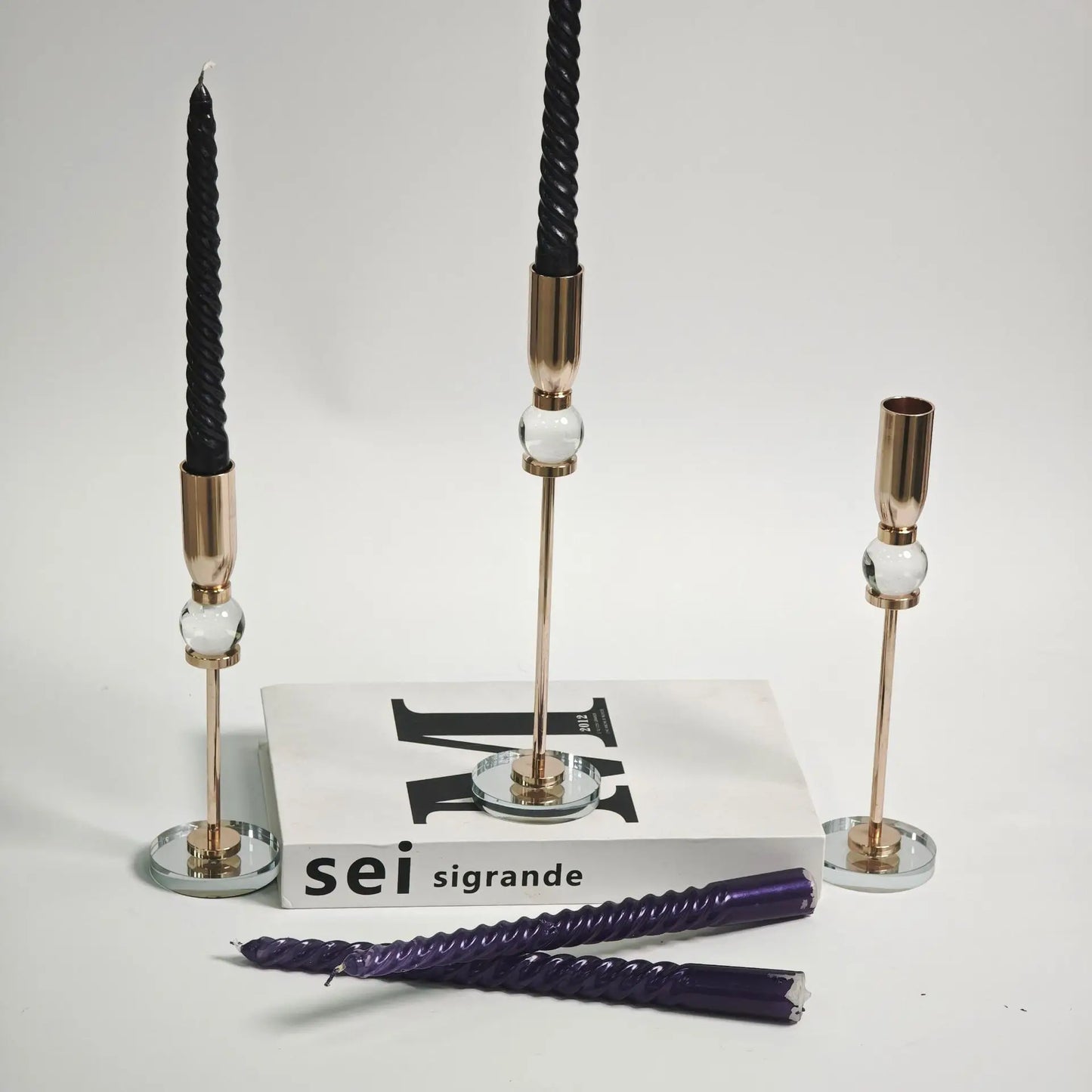 DecorBites™ Crystal Glass Candlestick Holder - Elegant Home Décor Accessory