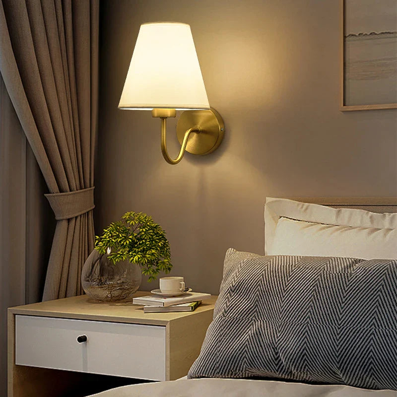 Gold Fabric Wall Lamp Vintage-Inspired Linen