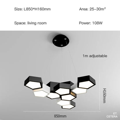 ثريا السقف LED Diamond Black White من DecorBites™ للمنزل والمكتب العصري