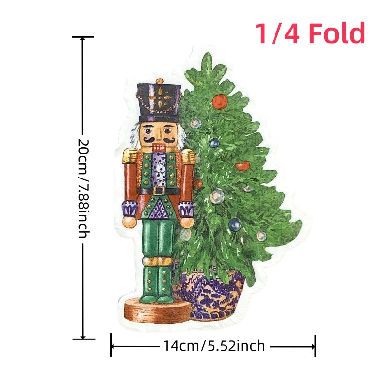 20Pcs/Bag Cartoon Die Cut Santa Claus Stocking Tree Decoupage Paper Napkins Paper Serviettes for Christmas Party Tableware Decor