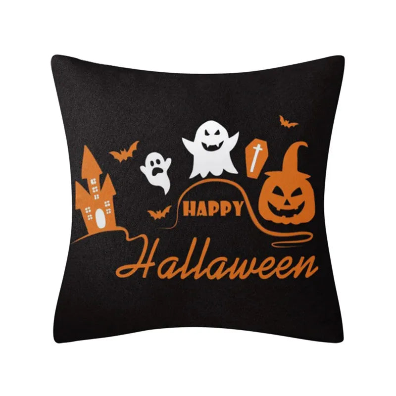 Funda de cojín de lino Decorbites™ de Halloween para la decoración del salón y el sofá - Truco o trato